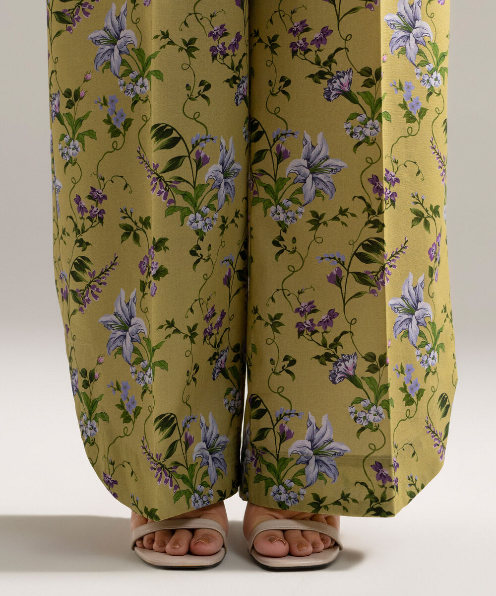 Women's RTW Cambric Printed Green Culottes