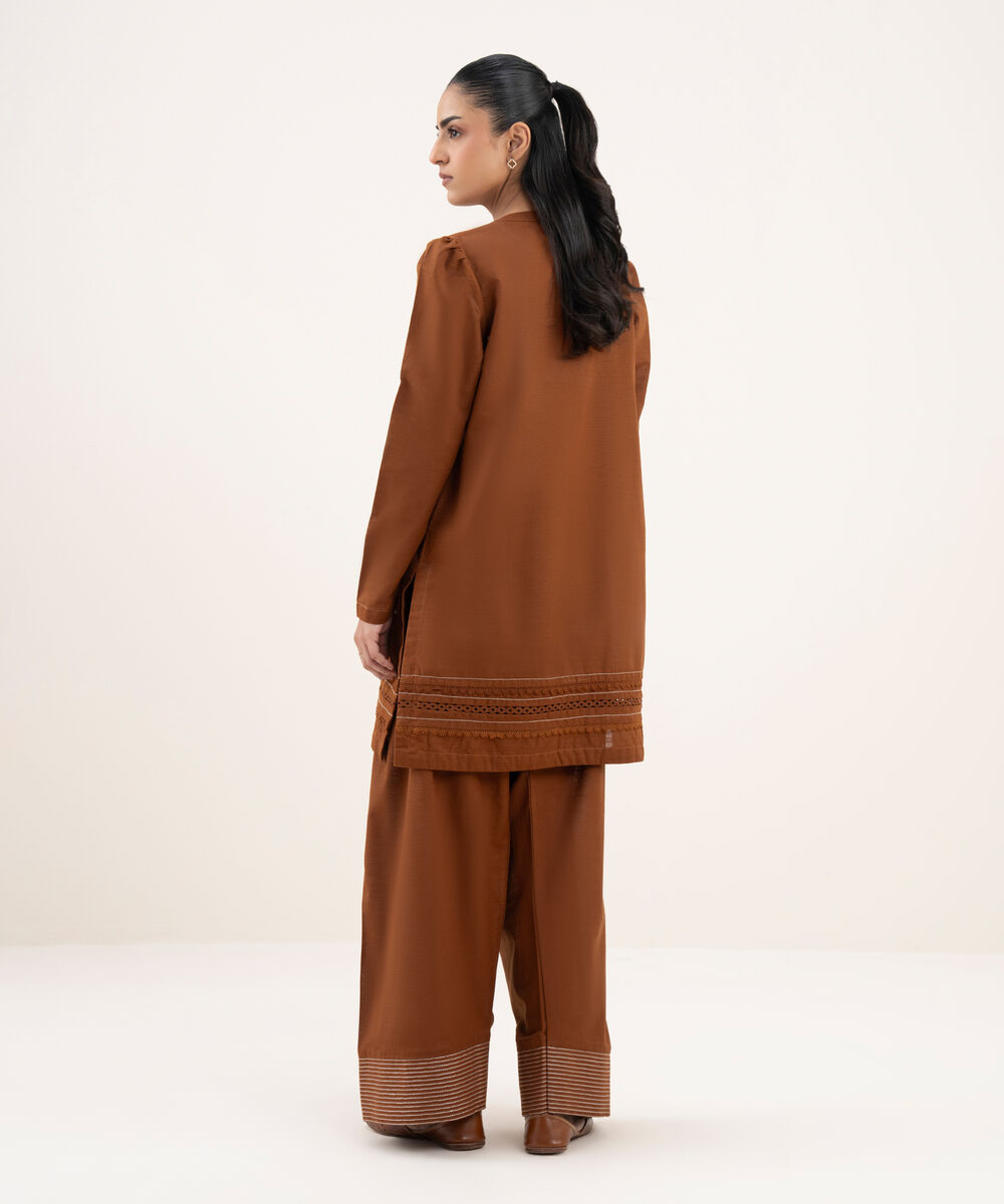 Women's RTW Khaddar Solid A-Line Blue Shirt