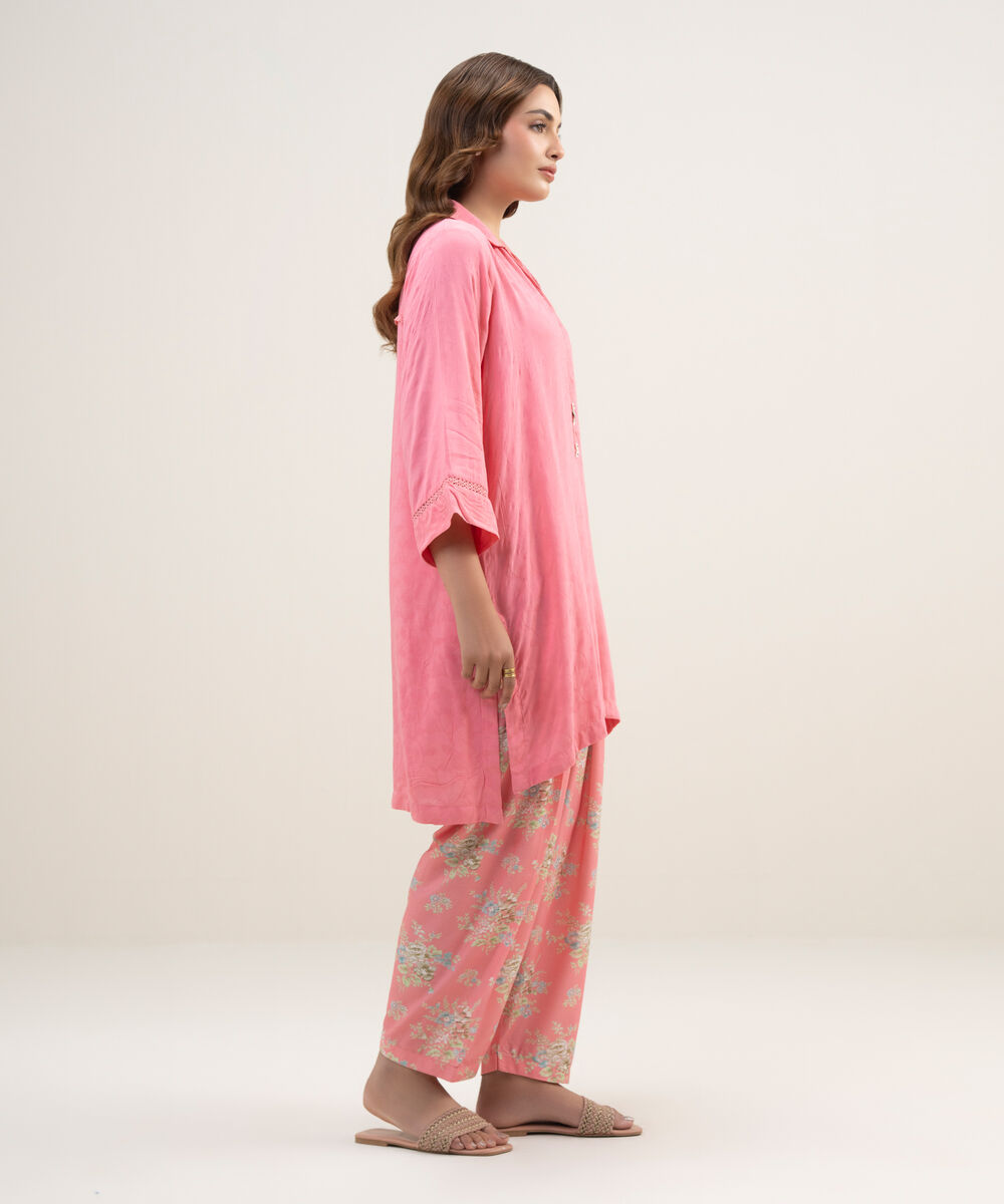 Women's RTW Arabic Cambric Printed Pink Shalwar