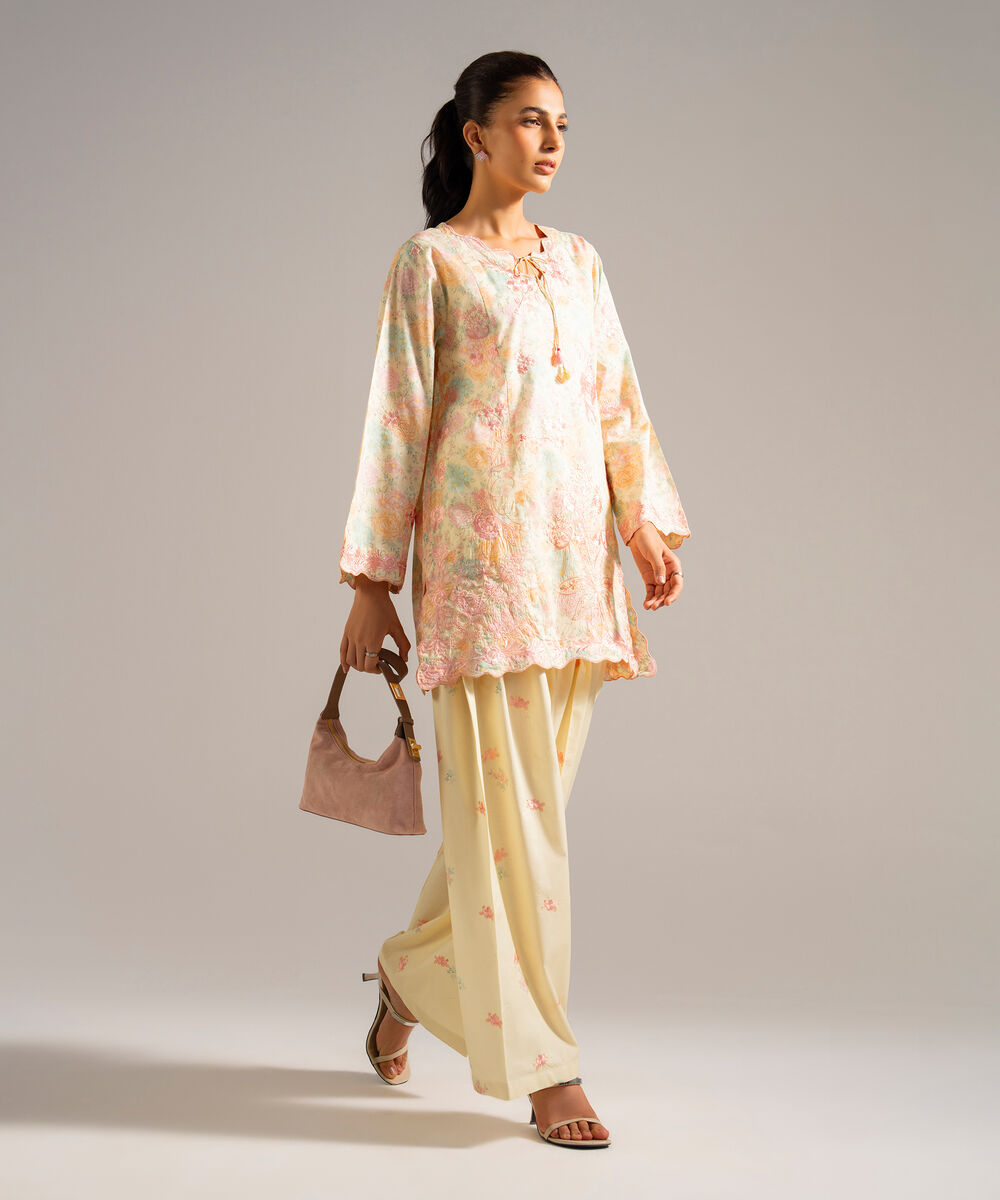Women's RTW Lawn Embroidered Yellow 2 Piece Suit