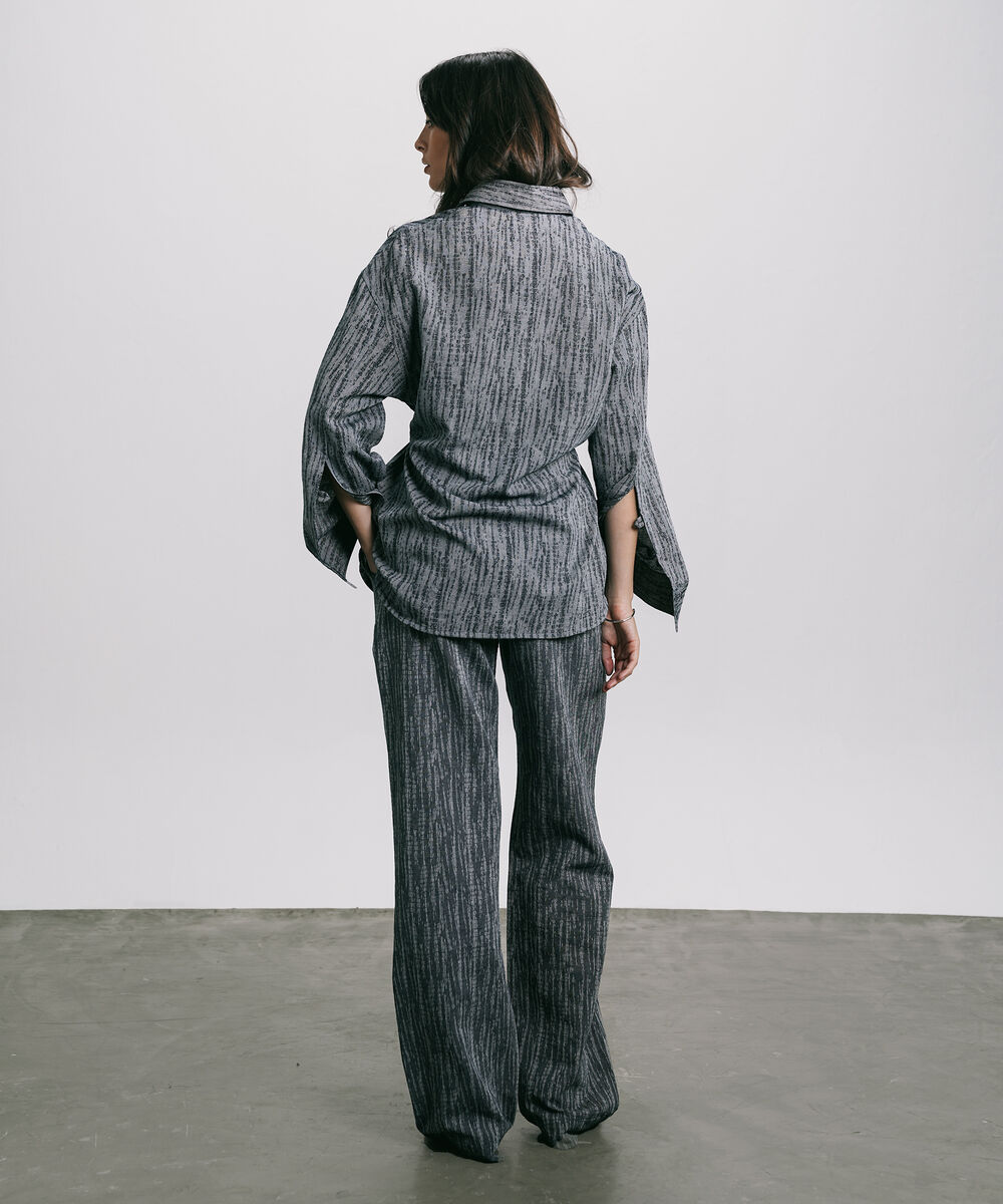 Women's Western Wear Blue Pull-On Jacquard Denim Trousers