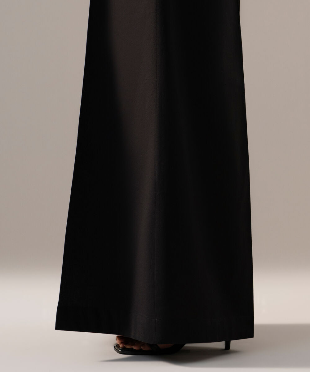 Women's RTW Cambric Solid Black Flared Pants