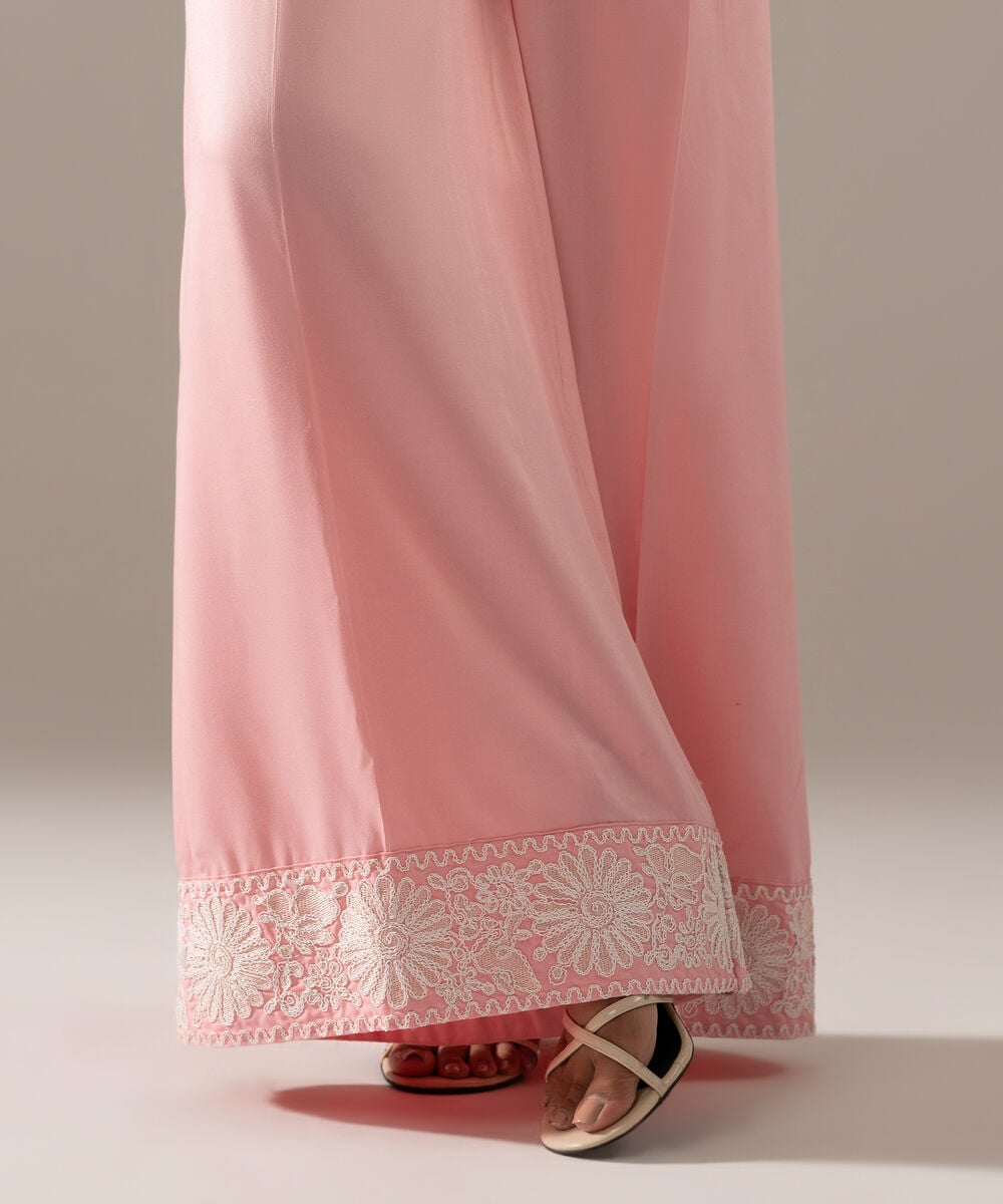 Women's RTW Viscose Marina Solid Pink Flared Pants