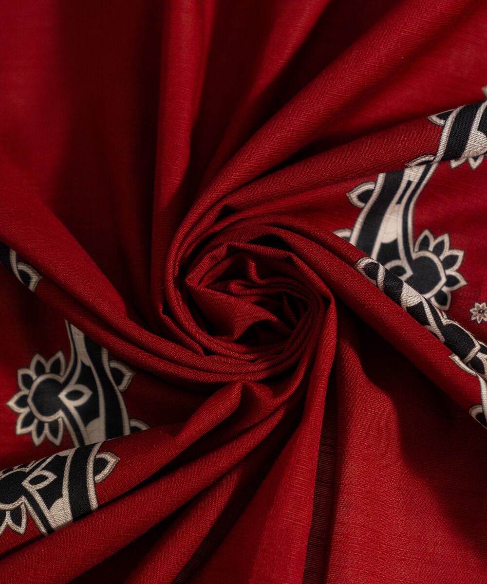 Women's RTW Printed Maroon Khaddar Dupatta