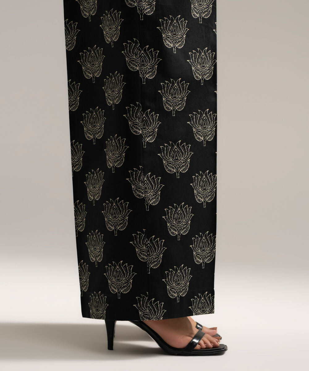 Women's RTW Cambric Printed Black Culottes
