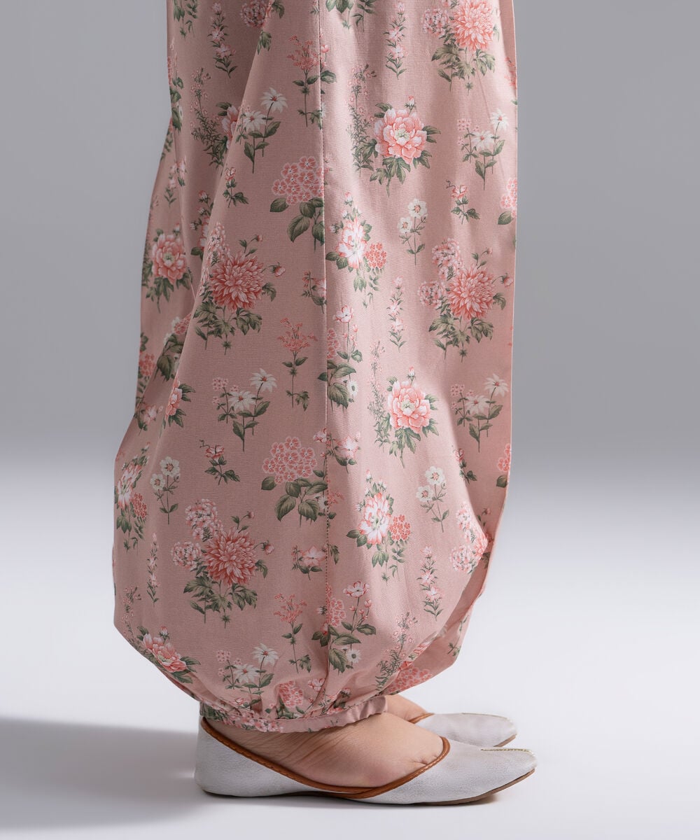 Women's RTW Cambric Printed Pink Balloon Pants