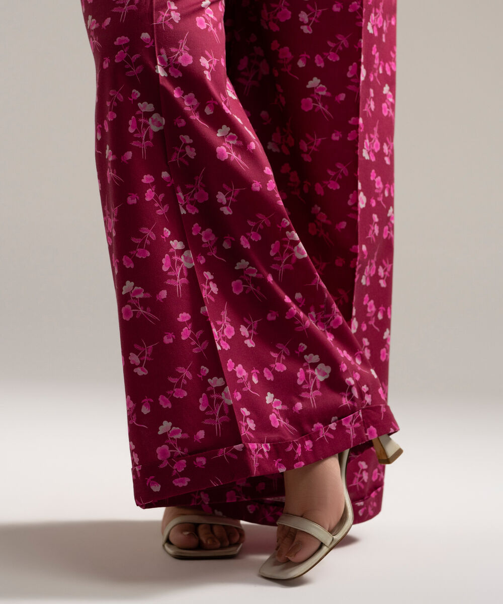Women's RTW Cambric Printed Plum Flared Pants