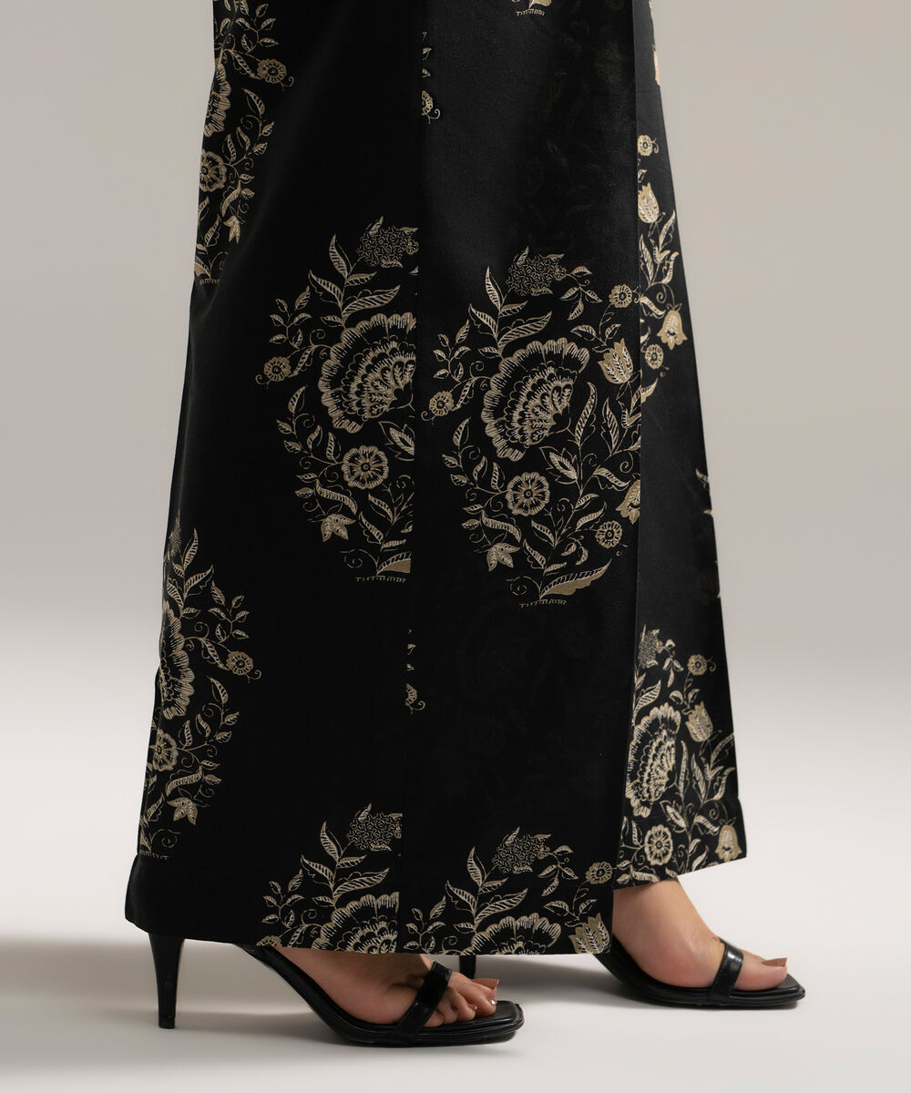 Women's RTW Cambric Printed Black Culottes