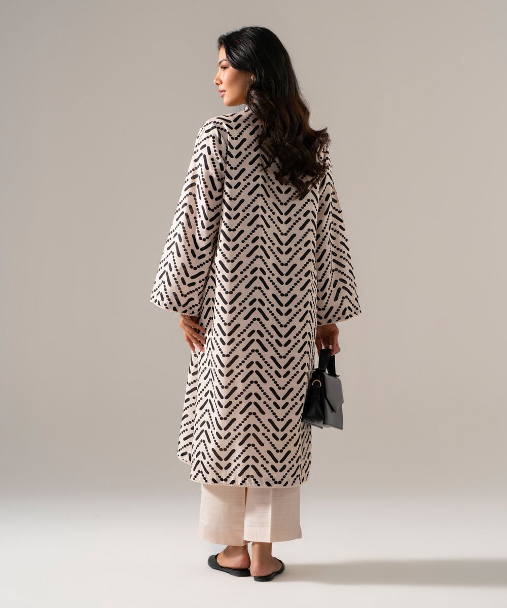 Women's RTW Khaddar Printed Off White Straight Shirt