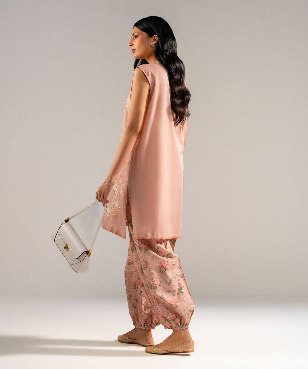 Women's RTW Lawn Embroidered Pink Straight Shirt