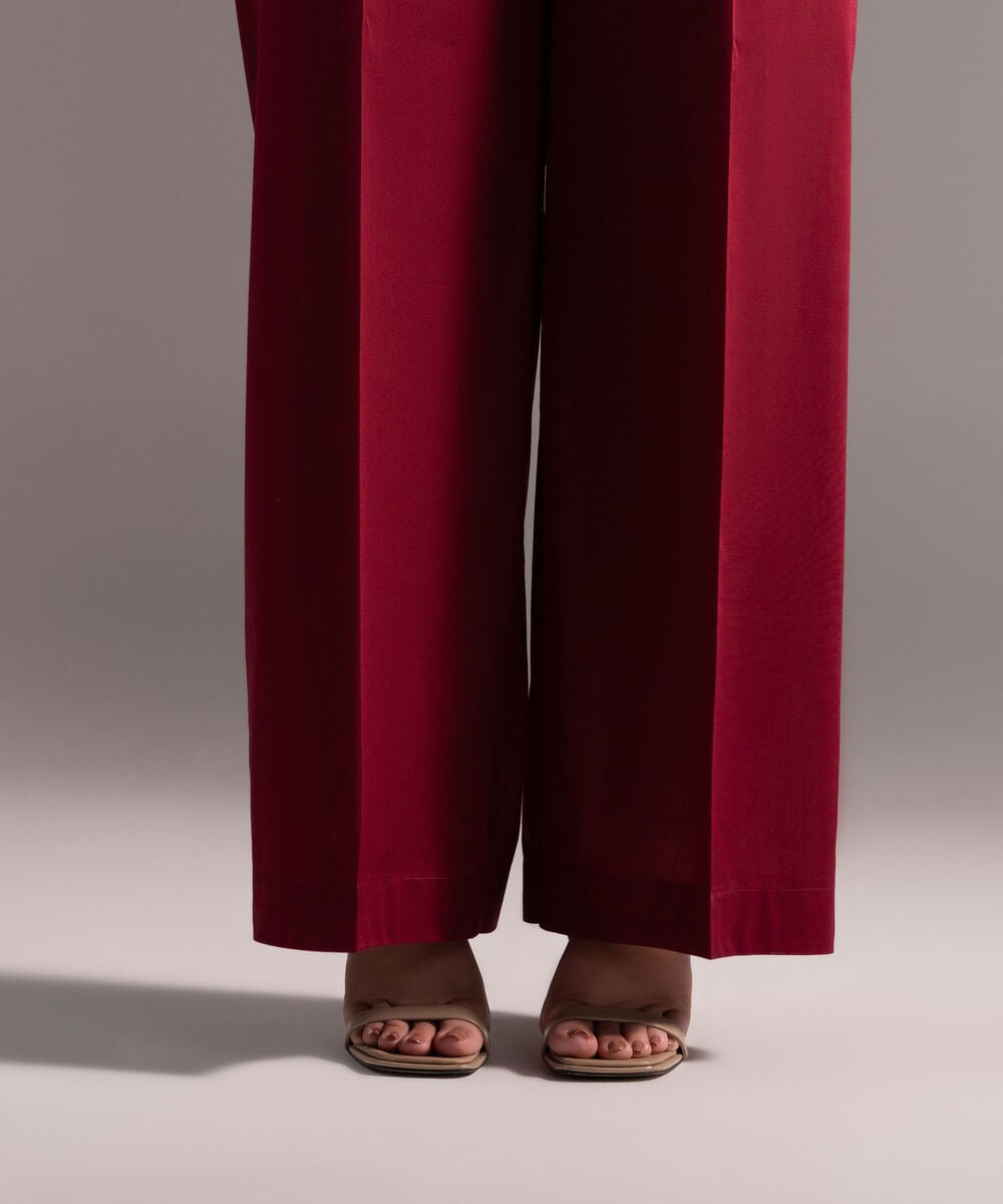 Women's RTW Cross Hatch Solid Maroon Culottes