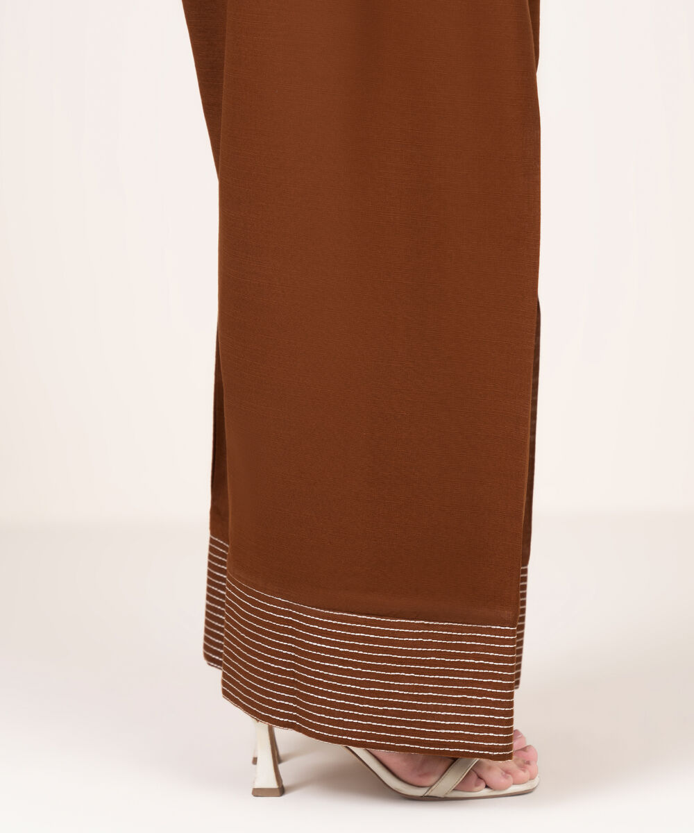Women's RTW Khaddar Embroidered Brown Shalwar