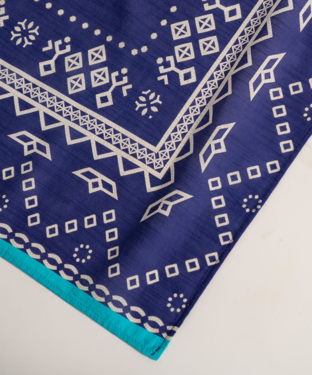 Women's RTW Printed Blue Khaddar Dupatta