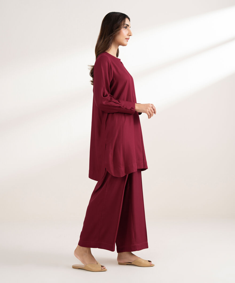 Women's RTW Bedford Solid Purple Straight Shirt