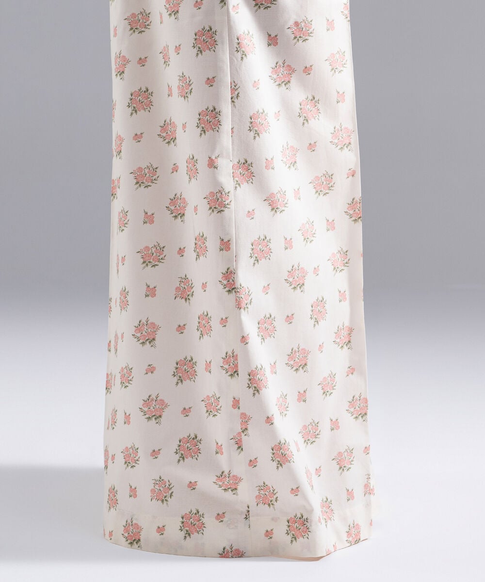 Women's RTW Cambric Printed Off White Flared Pants