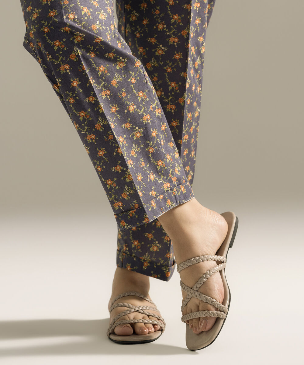 Women's RTW Cambric Printed Yellow Flared Pants