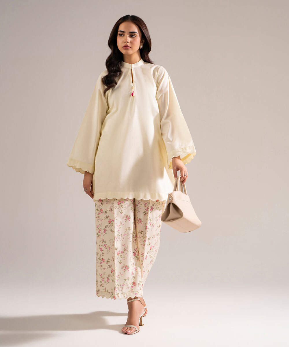 Women's RTW Cambric Solid Pale Yellow Straight Shirt