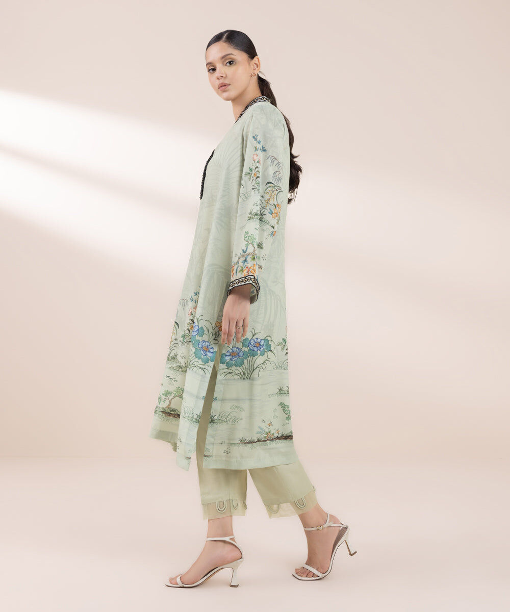 Women's Pret Blended Grip Printed Green 2 Piece Suit