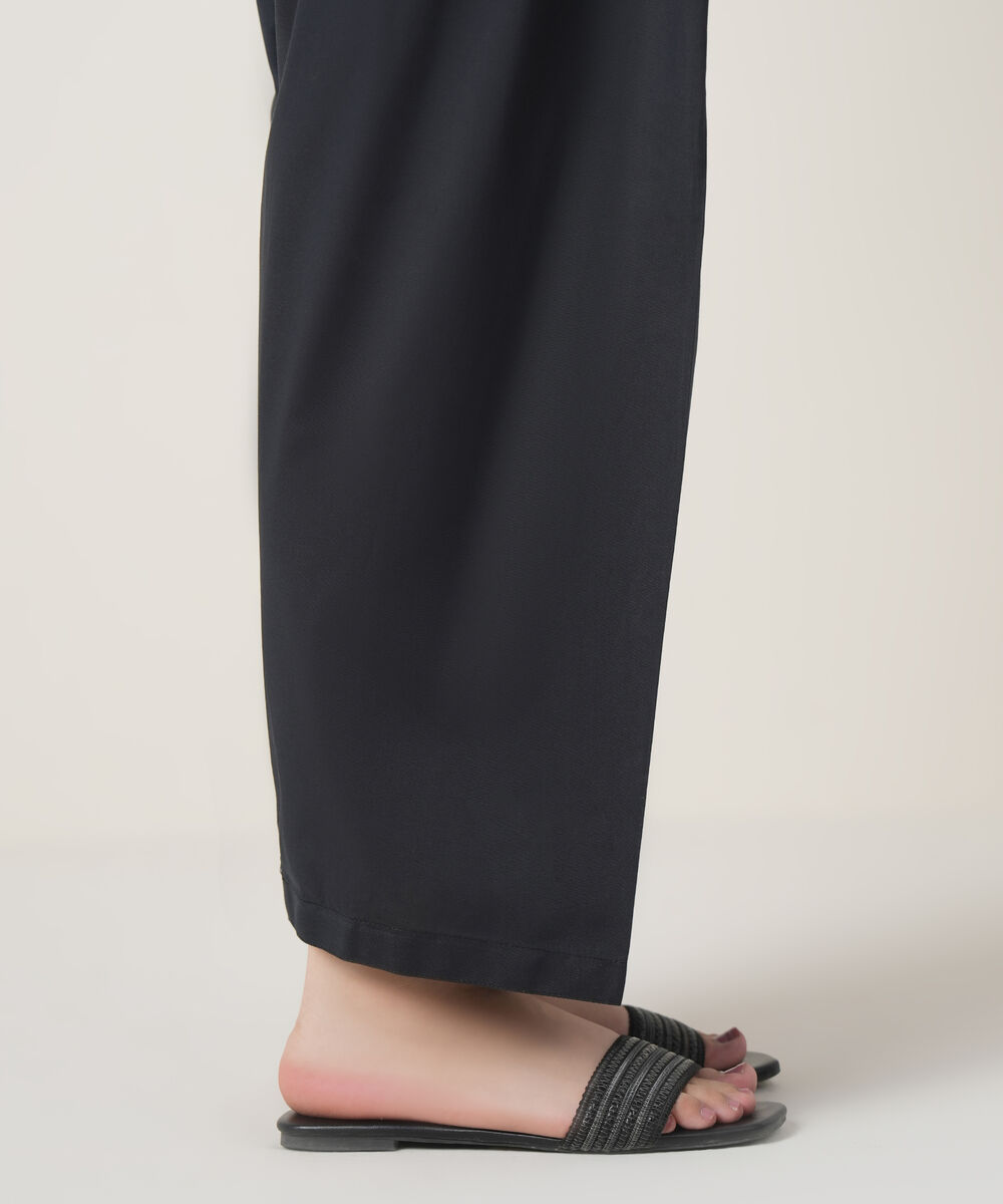 Women's RTW Cambric Black Solid Trousers