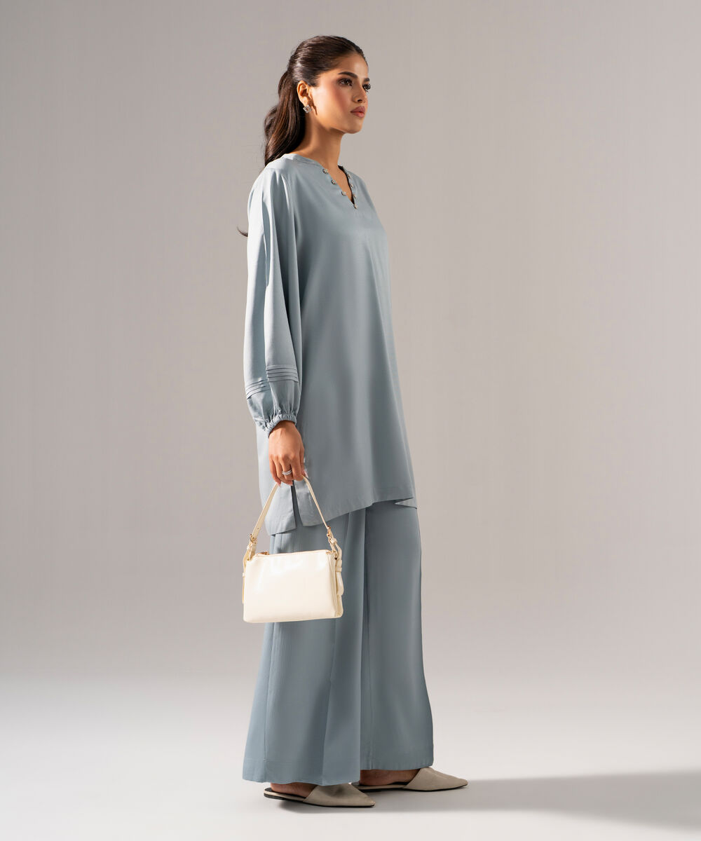 Women's RTW Bedford Solid Blue 2 Piece Suit