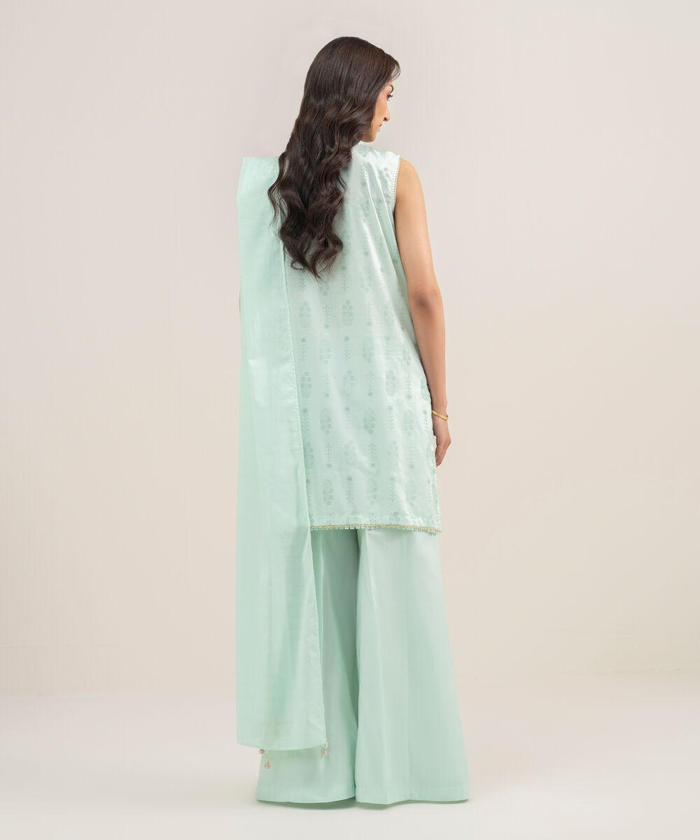 Women's RTW Lawn Embroidered Green 3 Piece Suit