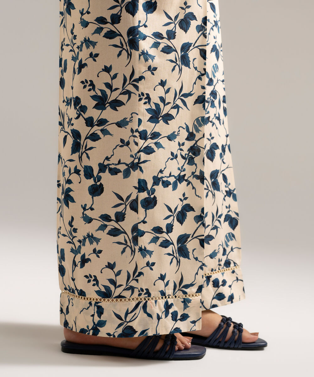 Women's RTW Cambric Printed Off White Culottes