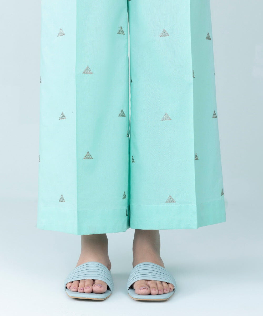 Women's Pret Cambric Embroidered Sky Blue Culottes
