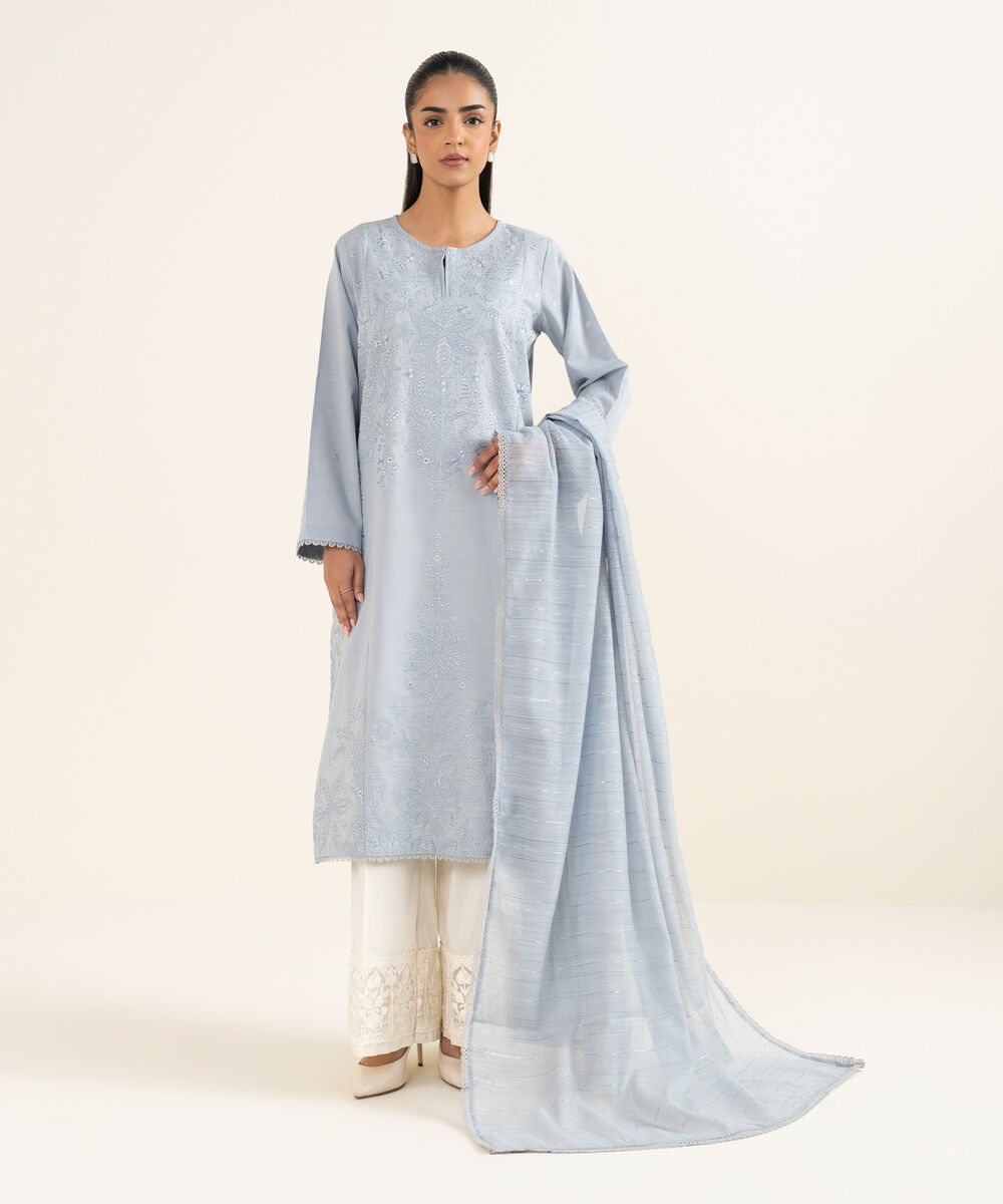 Solid Manaar Ice Blue Dupatta