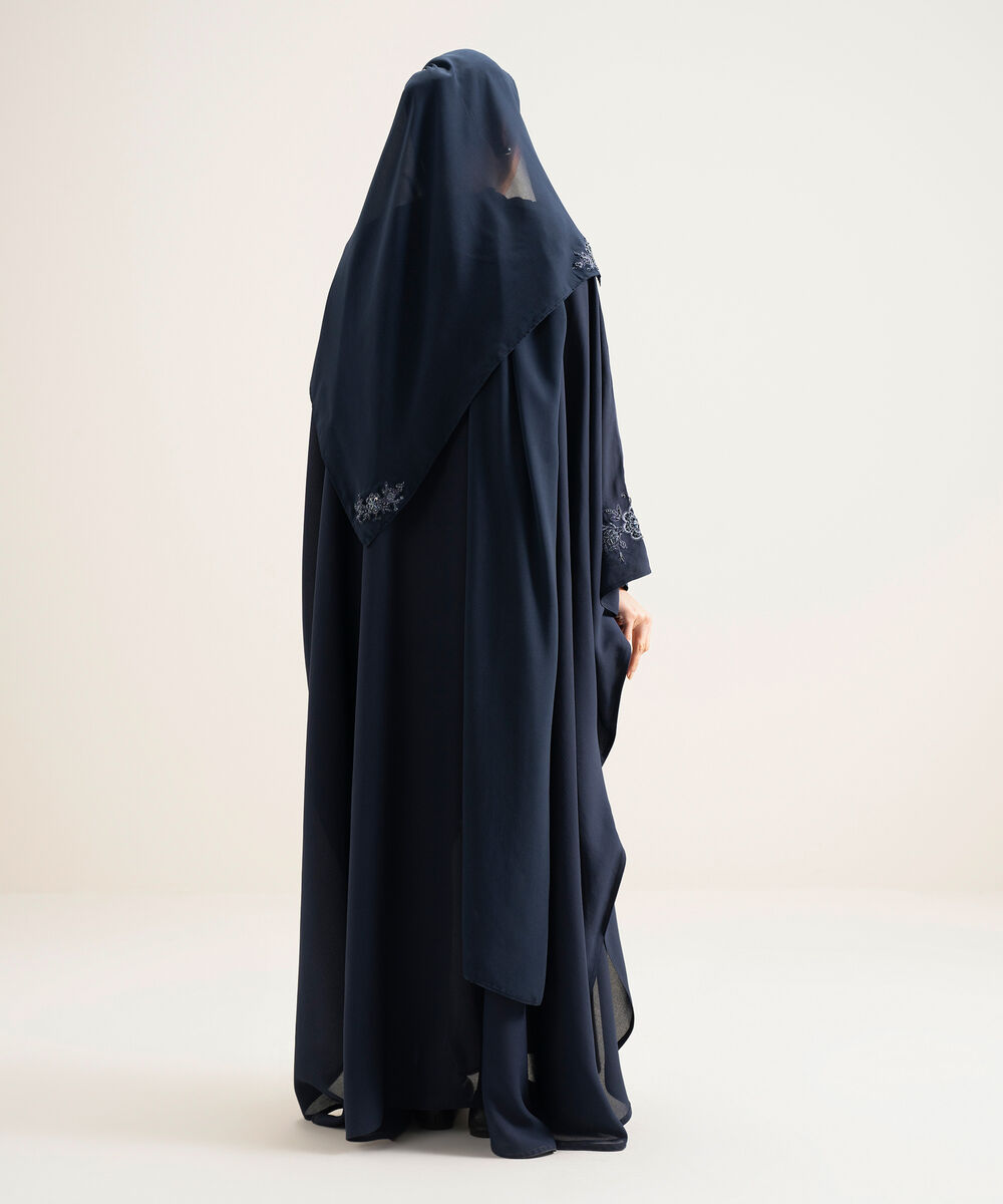 Women's Blue Emroidered Kaaftan Abbaya Set