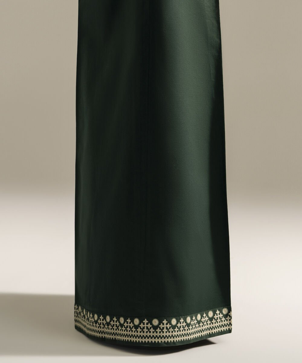 Women's RTW Cambric Solid Dark Green Flared Pants