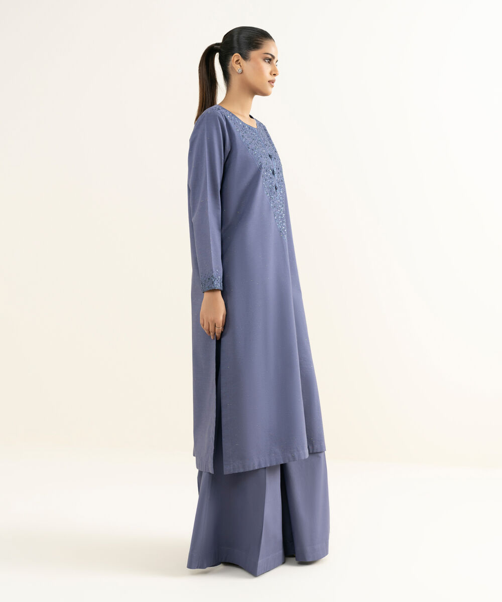 Women's RTW Multineps Embroidered Dark Grey Straight Shirt