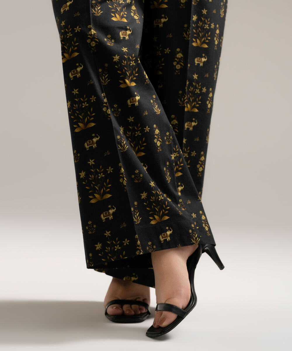 Women's RTW Cambric Printed Black Culottes
