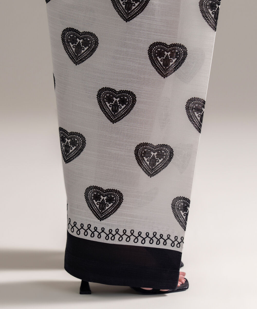 Women's RTW Khaddar Printed White Farshi Shalwar