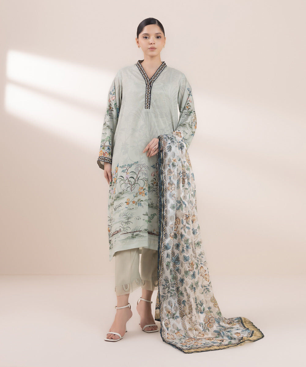 Women's Pret Blended Grip Printed Green 2 Piece Suit