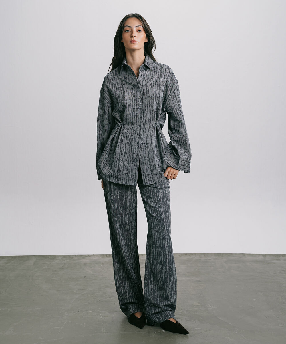 Women's Western Wear Blue Pull-On Jacquard Denim Trousers