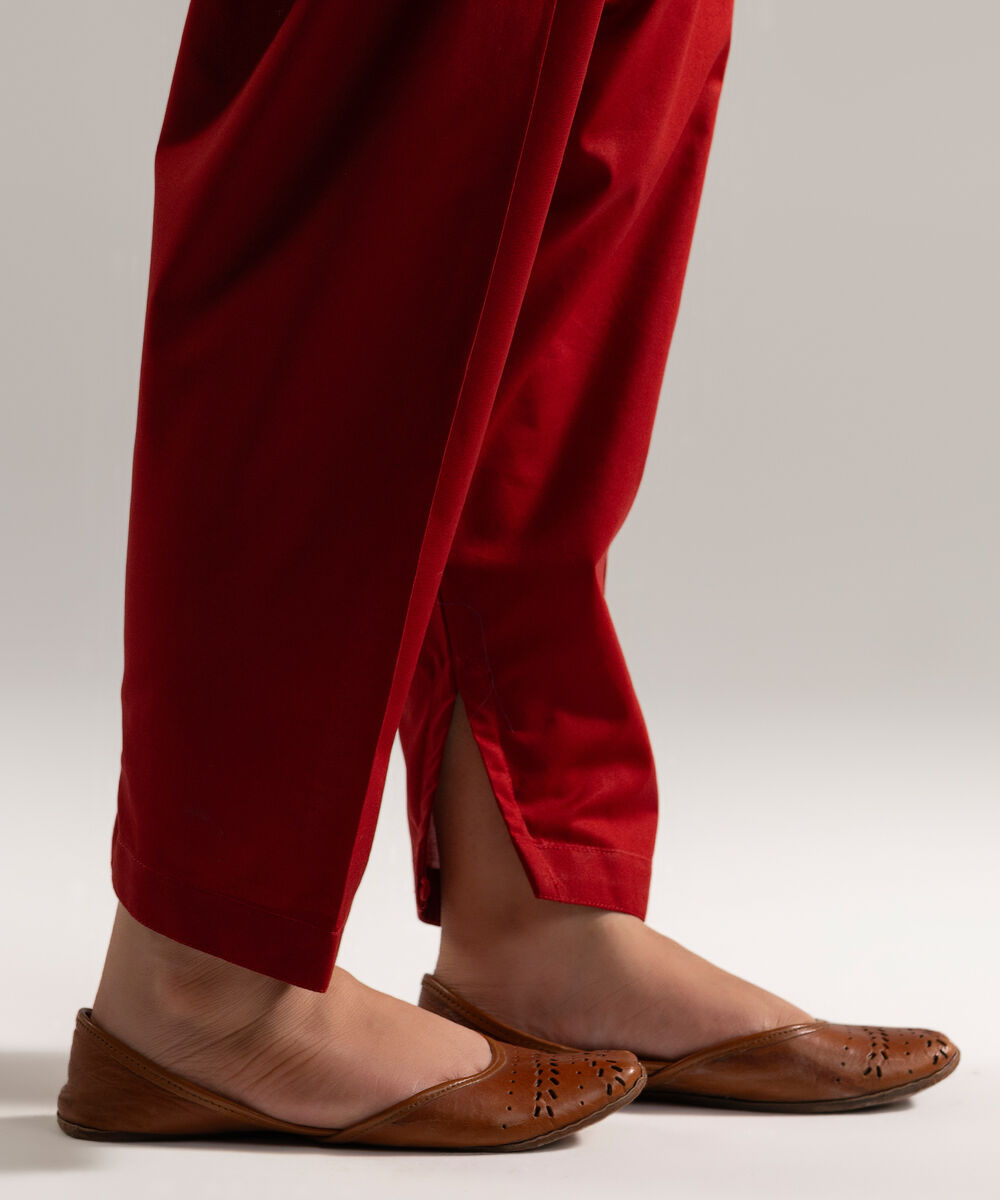 Women's RTW Cambric Solid Red Skinny Shalwar