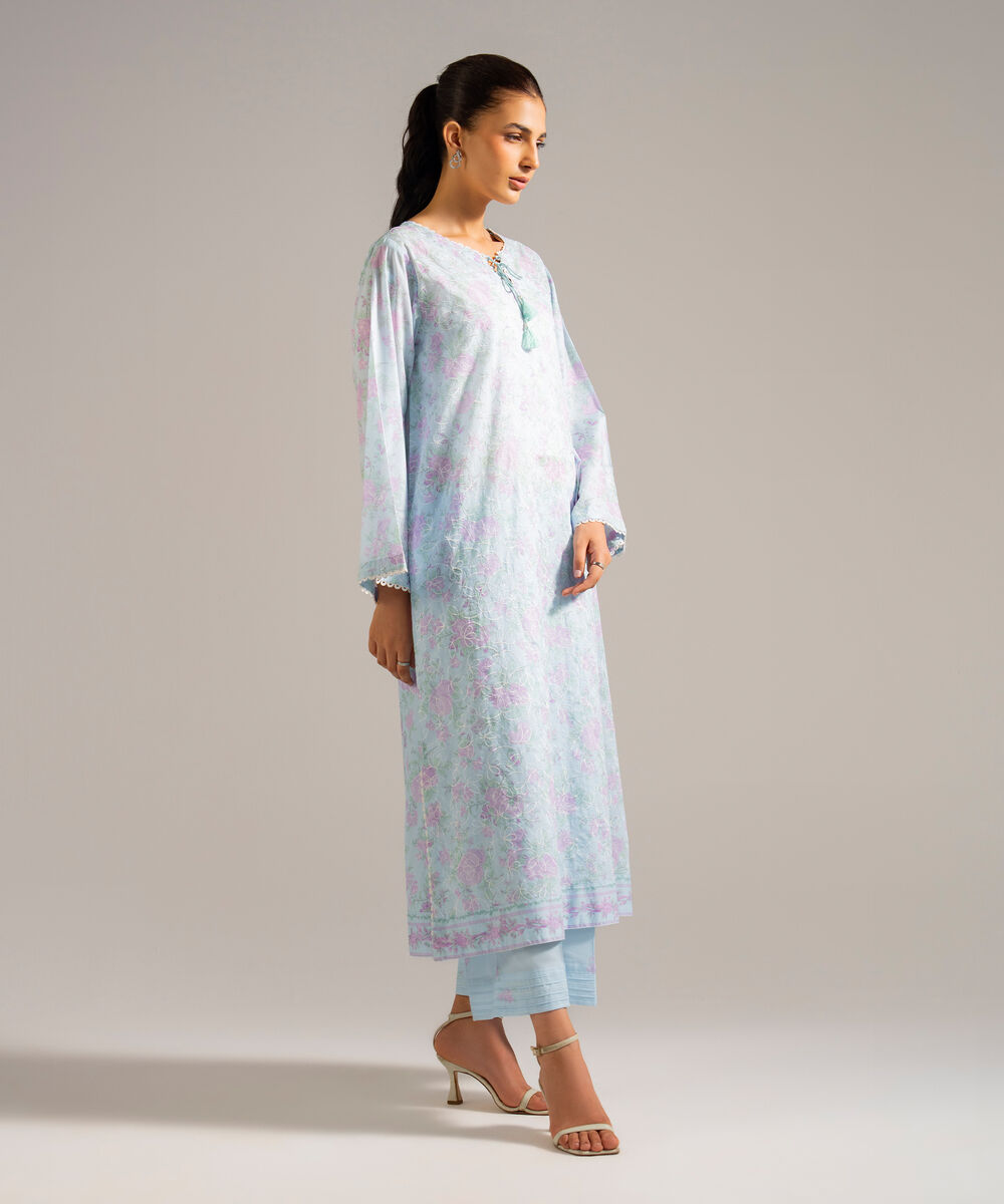 Women's RTW Lawn Embroidered Blue 2 Piece Suit
