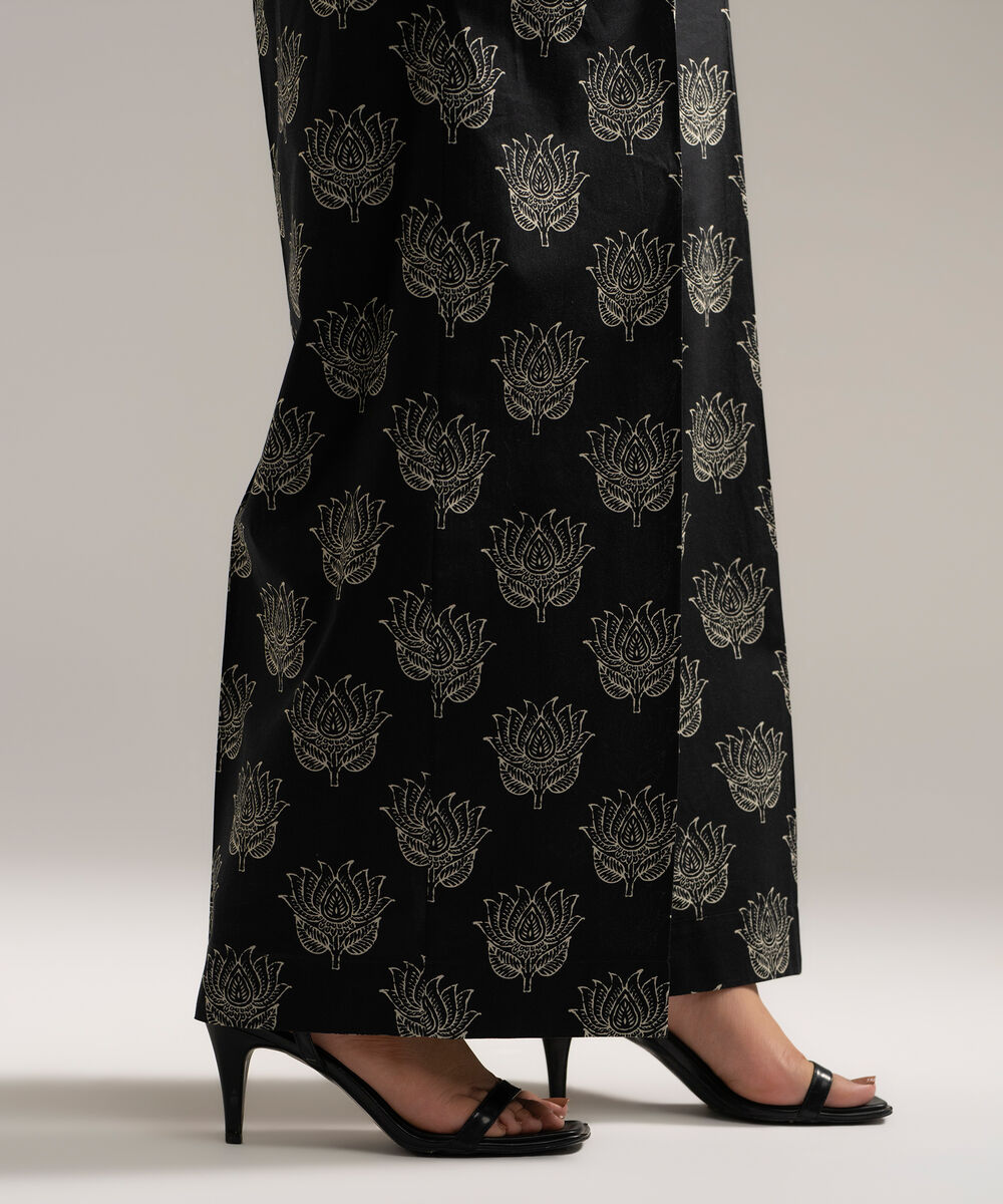 Women's RTW Cambric Printed Black Culottes