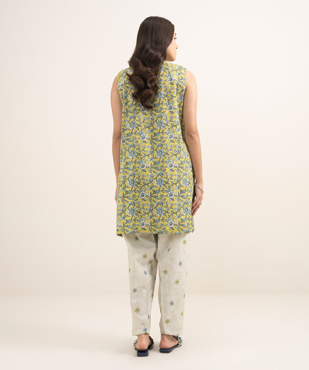 Women's RTW Dobby Embroidered Lime Green 2 Piece Suit