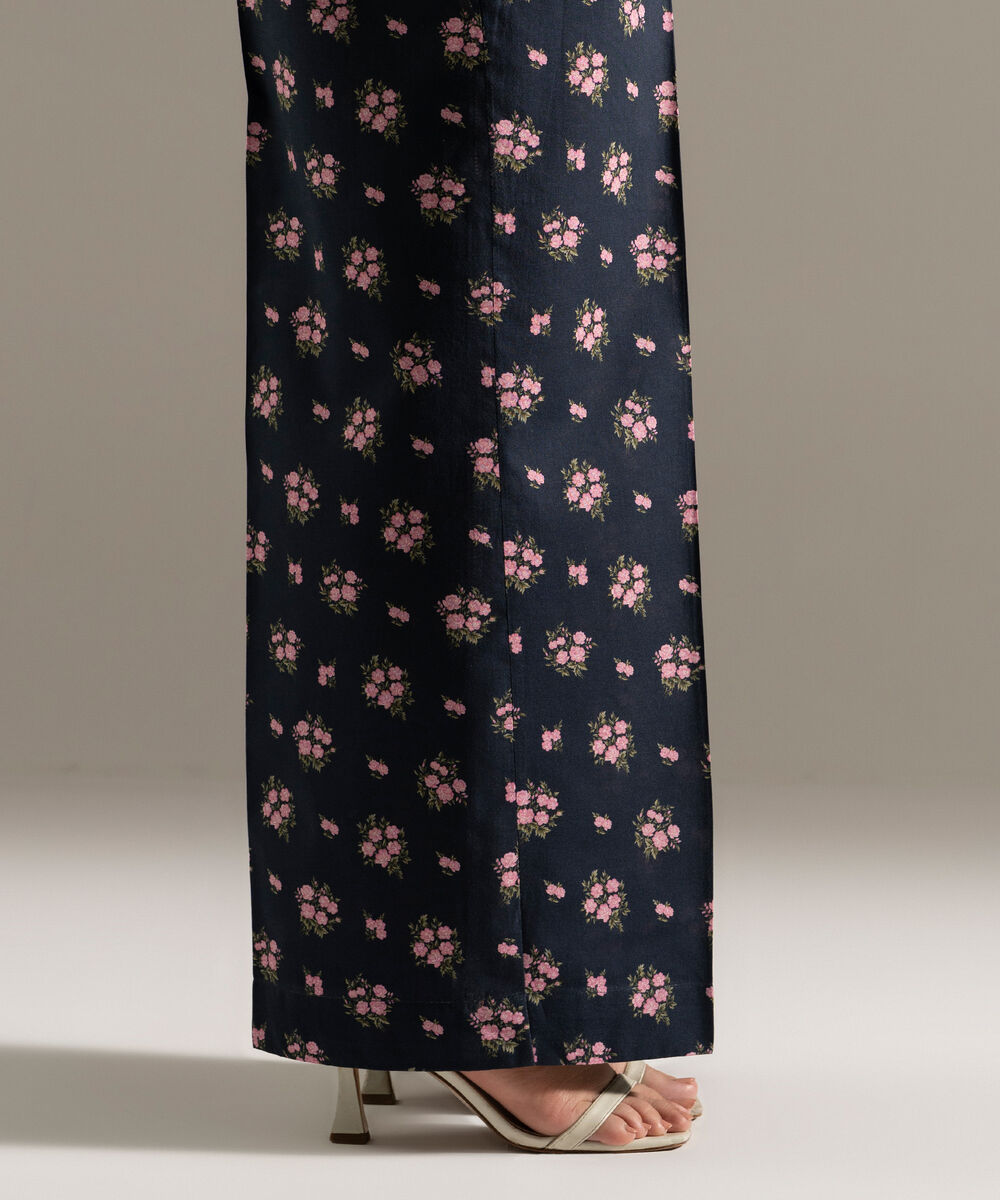 Women's RTW Cambric Printed Blue Flared Pants