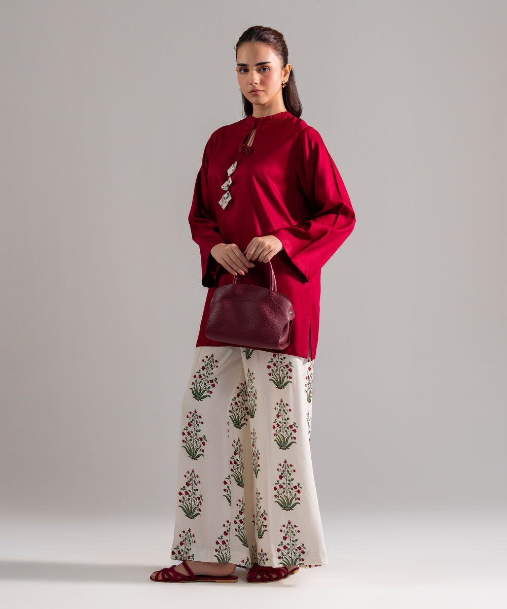 Women's RTW Bedford Solid Red Straight Shirt