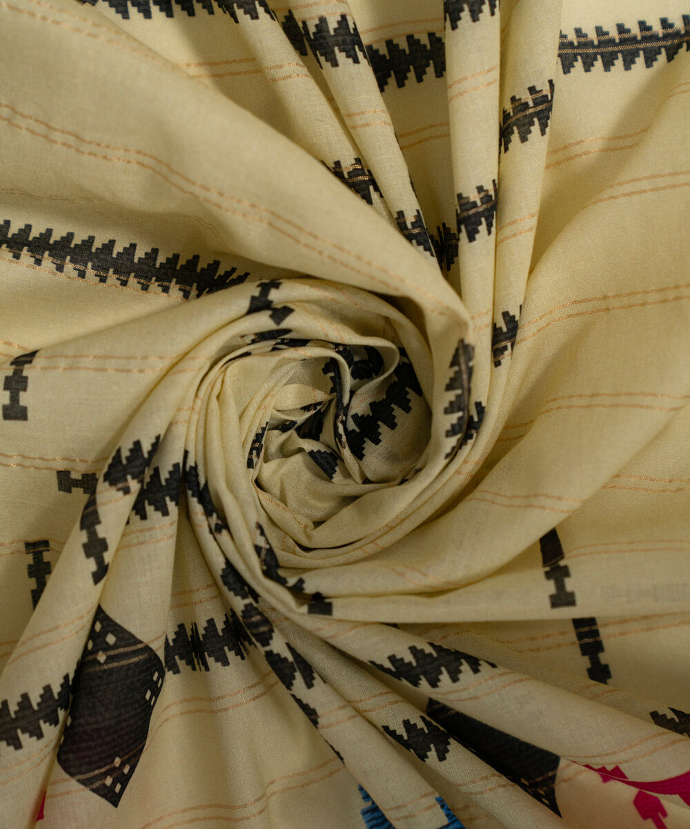 Zari Cotton Printed Beige Dupatta