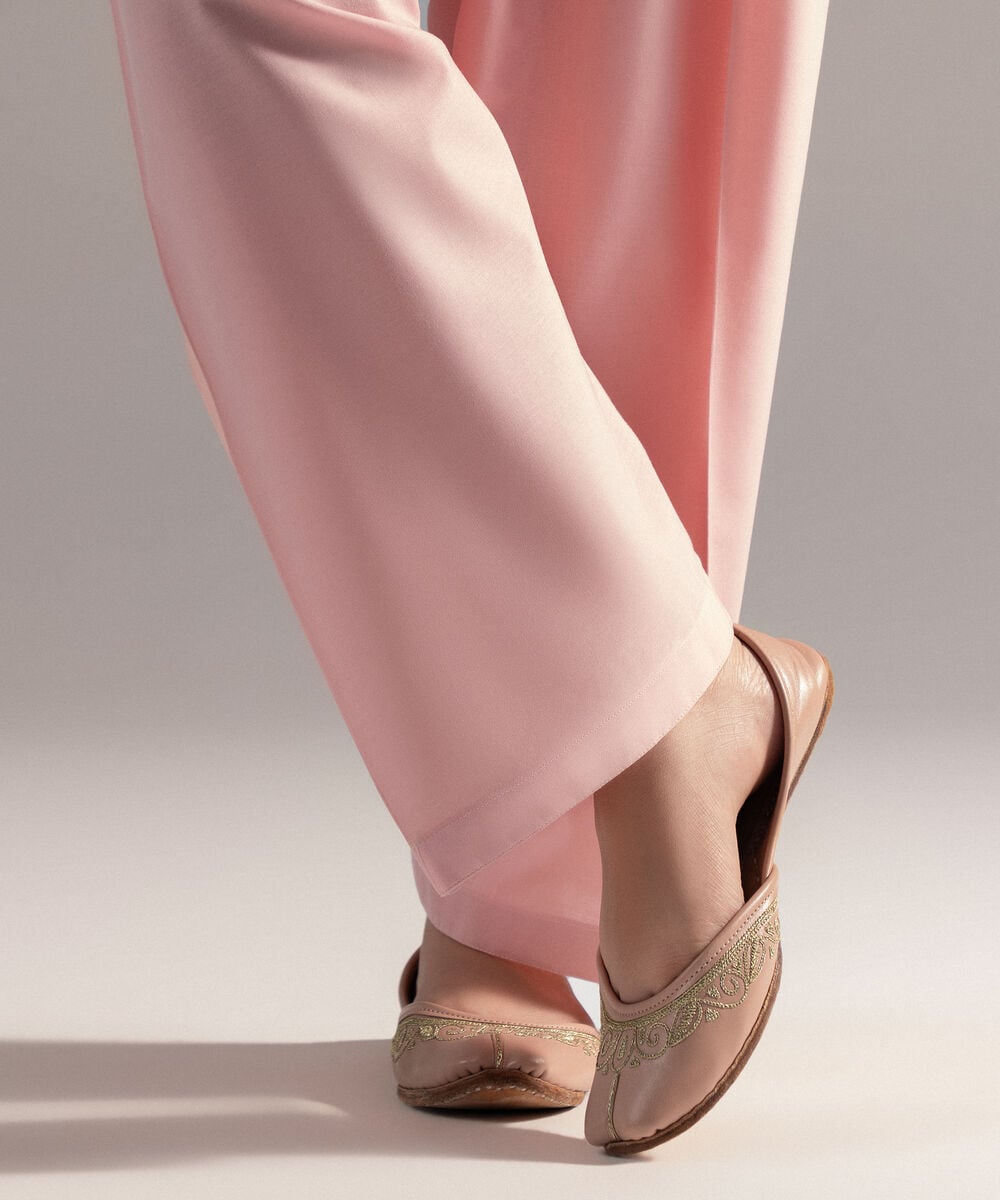 Women's RTW Cambric Solid Pink Shalwar