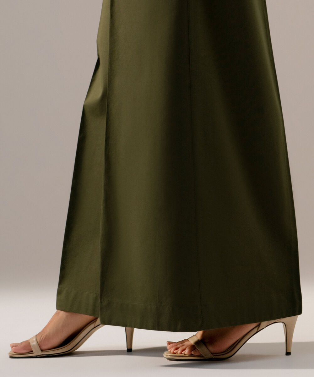 Women's RTW Cambric Solid Green Culotte