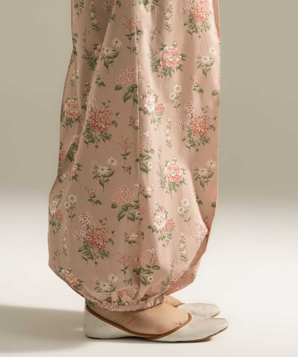 Women's RTW Cambric Printed Pink Balloon Pants