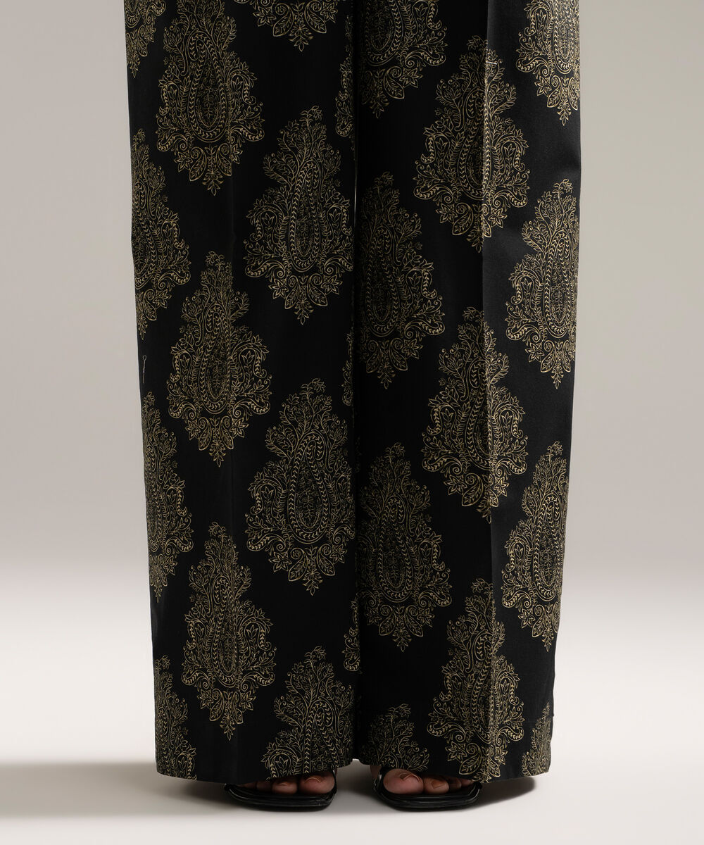 Women's RTW Cambric Printed Black Culottes