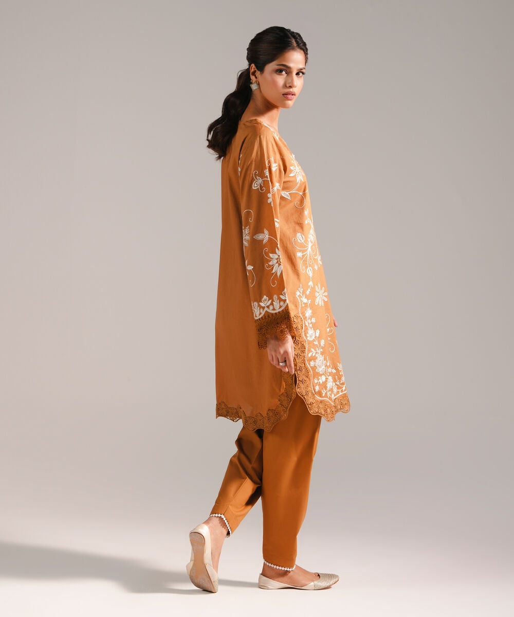 Women's RTW Lawn Embroidered Brown 2 Piece Suit