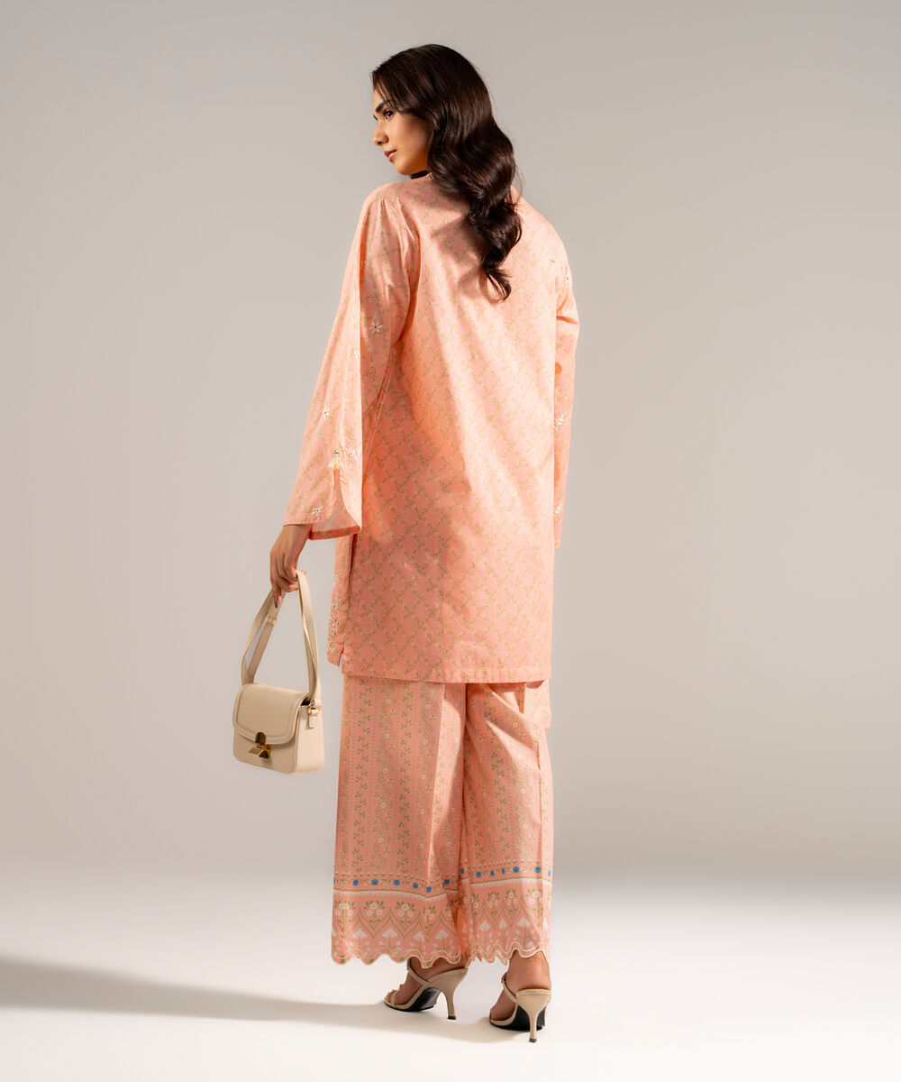 Women's RTW Lawn Embroidered Pink Straight Shirt