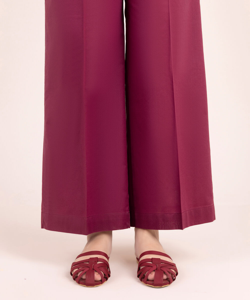 Women's RTW Linen Viscose Solid Plum Culottes