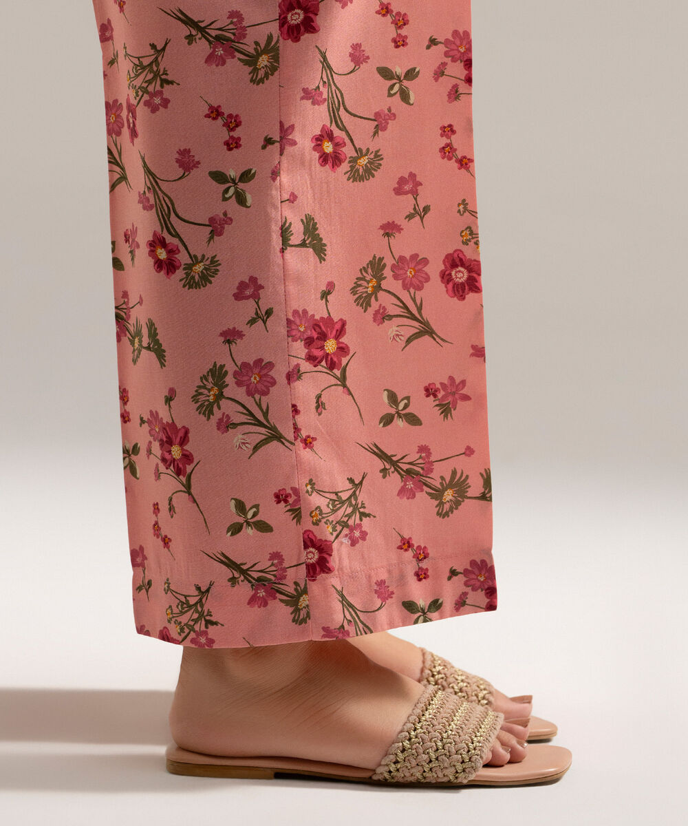 Women's RTW Cambric Printed Pink Straight Pants